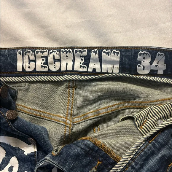 Icecream Blue and White Striped Fabric